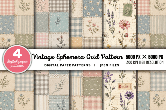 Download Vintage Grid Lined Ephemera Background 2 - Vintage Collection