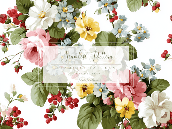 Download Vintage Floral Seamless Pattern PNG with Background - Vintage Collection