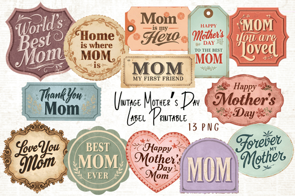 Download Vintage Mother's Day Label Printable - Vintage Collection