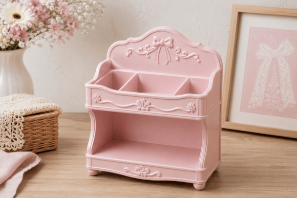 Download Vintage Vanity Shelf Desk Organizer STL - Vintage Collection