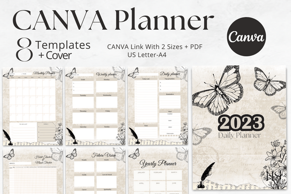 Download Editable Vintage CANVA Planner Template - Vintage Collection