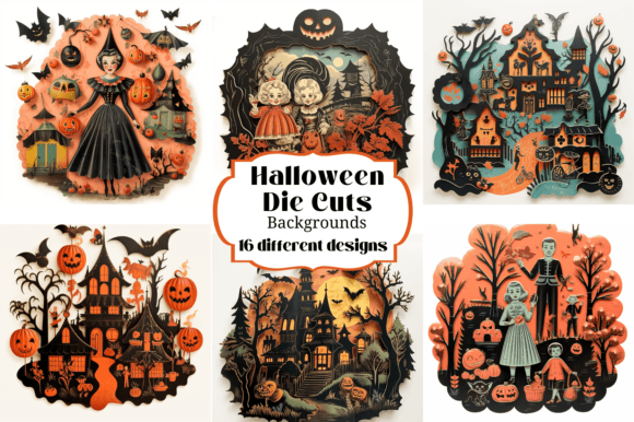 Download Halloween Vintage Die Cut Backgrounds - Vintage Collection