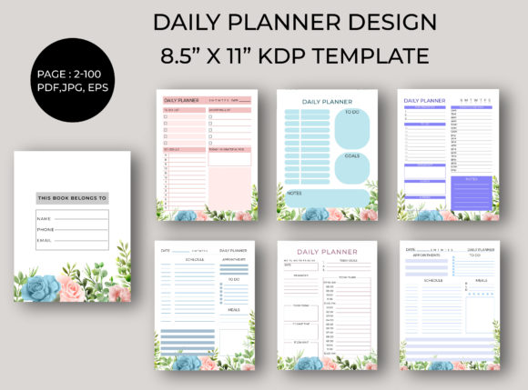 Download Floral Daily Planner Design KDP Interior - Kdp Collection