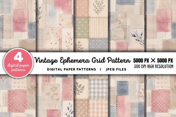 Download Vintage Grid Lined Ephemera Background 1 - Vintage Collection