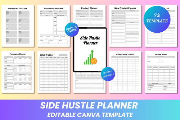Download Side Hustle Planner Canva KDP Interior - Kdp Collection