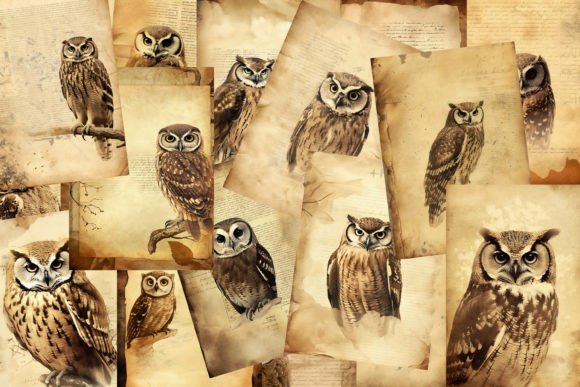 Download Printable Vintage Owl ATC Cards Ephemera - Vintage Collection