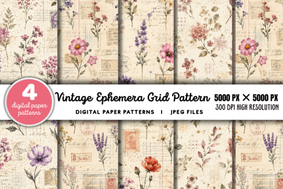 Download Vintage Grid Lined Ephemera Background 3 - Vintage Collection