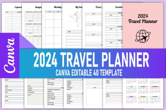 Download Editable 2024 Travel Planner Canva KDP - Kdp Collection