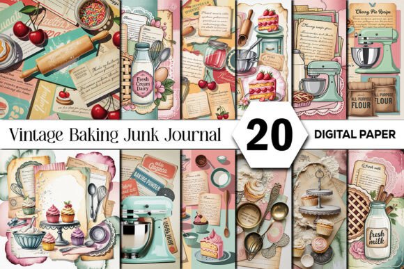 Download Vintage Baking Junk Journal Backgrounds - Vintage Collection