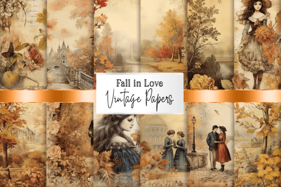 Download Vintage Fall Scrapbooking Papers - Vintage Collection