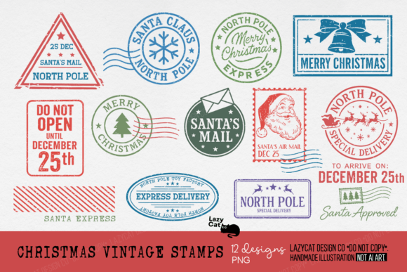 Download Christmas Vintage Stamp PNG Bundle - Vintage Collection