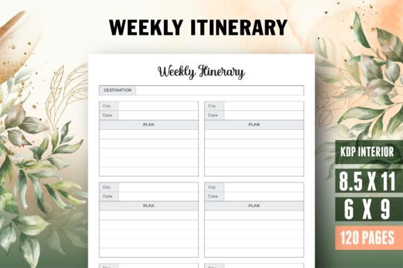 Download Weekly Itinerary Planner | Kdp Interior - Kdp Collection