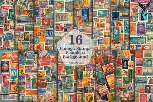 Download Vintage Stamps Seamless Background - Vintage Collection