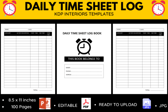 Download Daily Time Sheet Log Book KDP Interior - Kdp Collection